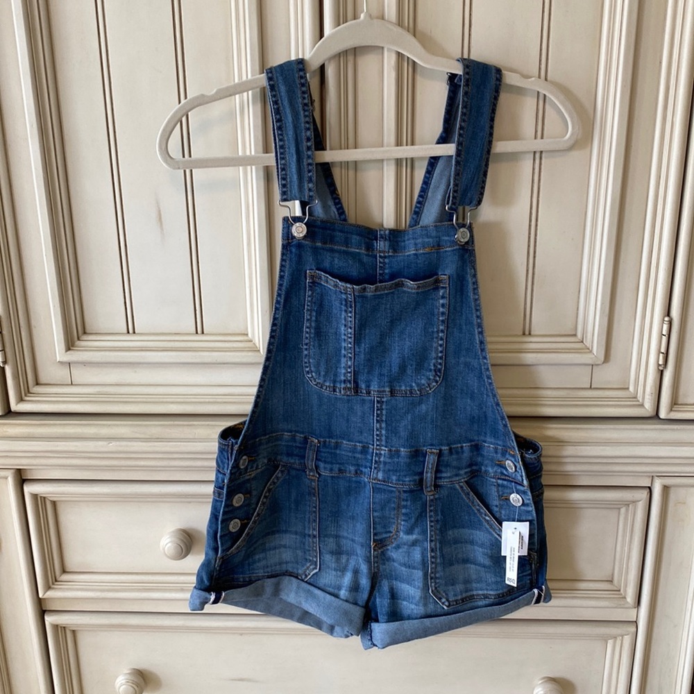 RSQ Medium Wash Blue Denim Jean Overalls Adjustable Straps NWT Sz S